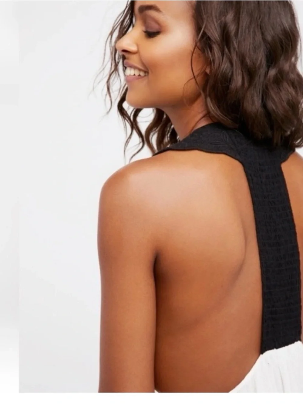 Free People Black Crochet Bodice White Tiered Backless Sundress - Picture 3 of 11